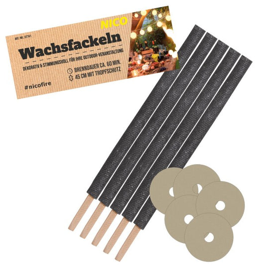 Wachsfackel, 45 cm, 5er-Beutel