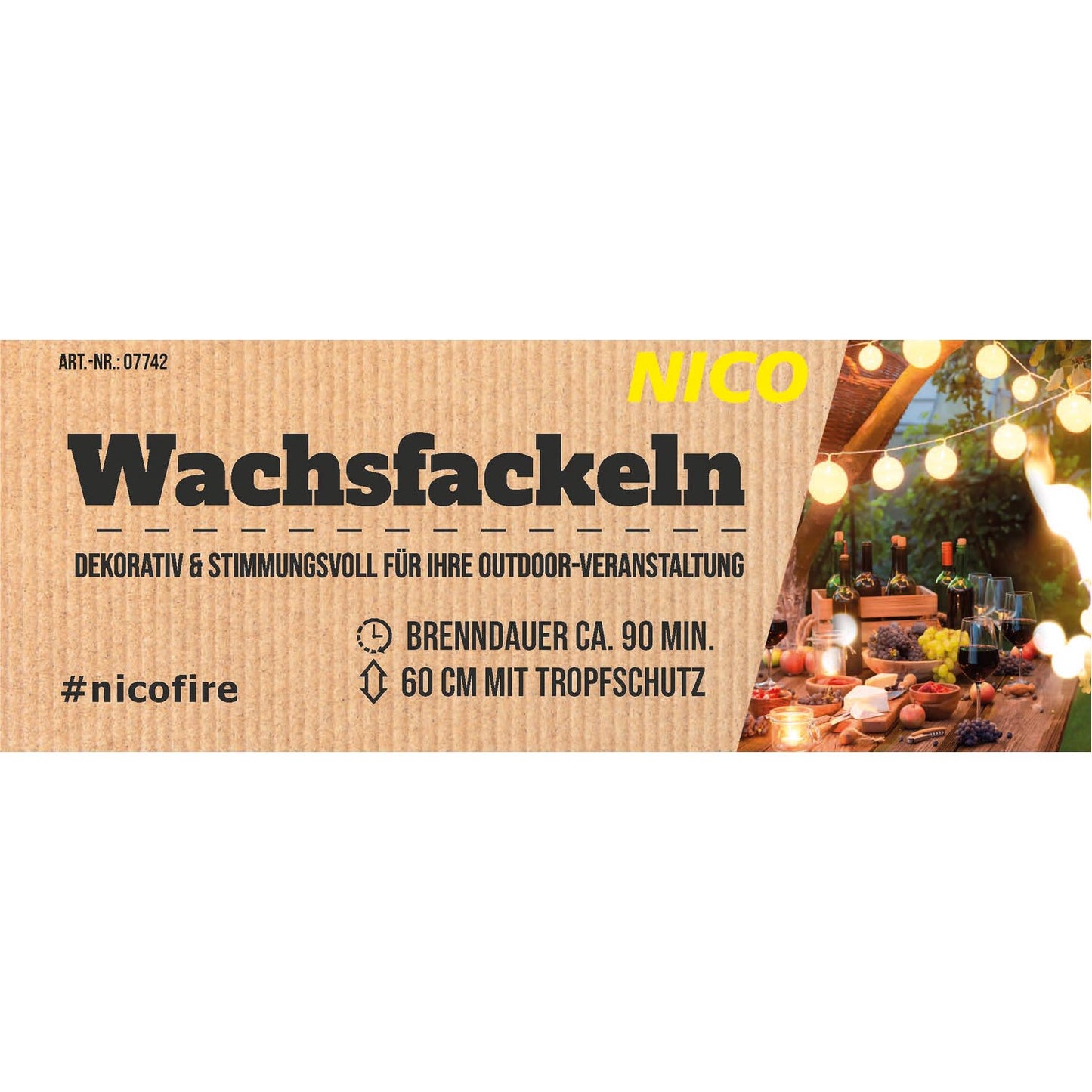 Wachsfackel, 60 cm, 5er-Beutel